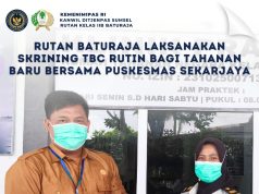 Rutan Baturaja Laksanakan Skrining TBC Rutin Bagi Tahanan Baru Bersama Puskesmas Sekarjaya