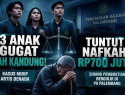 Tiga Anak Gugat Ayah Kandung Tuntut Nafkah Rp700 Juta di Pengadilan Agama Palembang